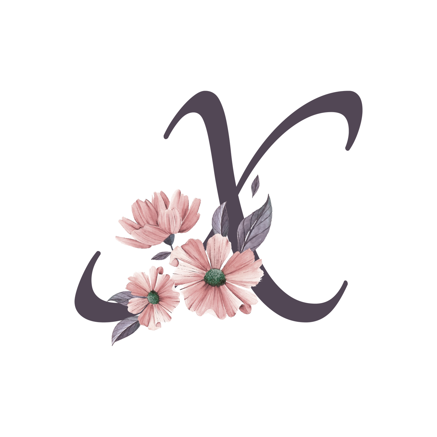 Frosted Glass Can - Floral Alphabet with Name