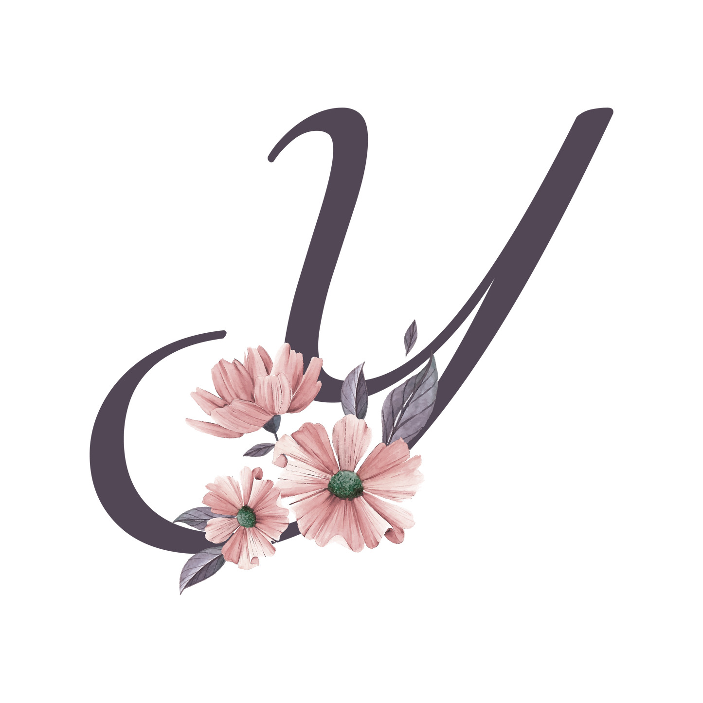 Frosted Glass Can - Floral Alphabet with Name
