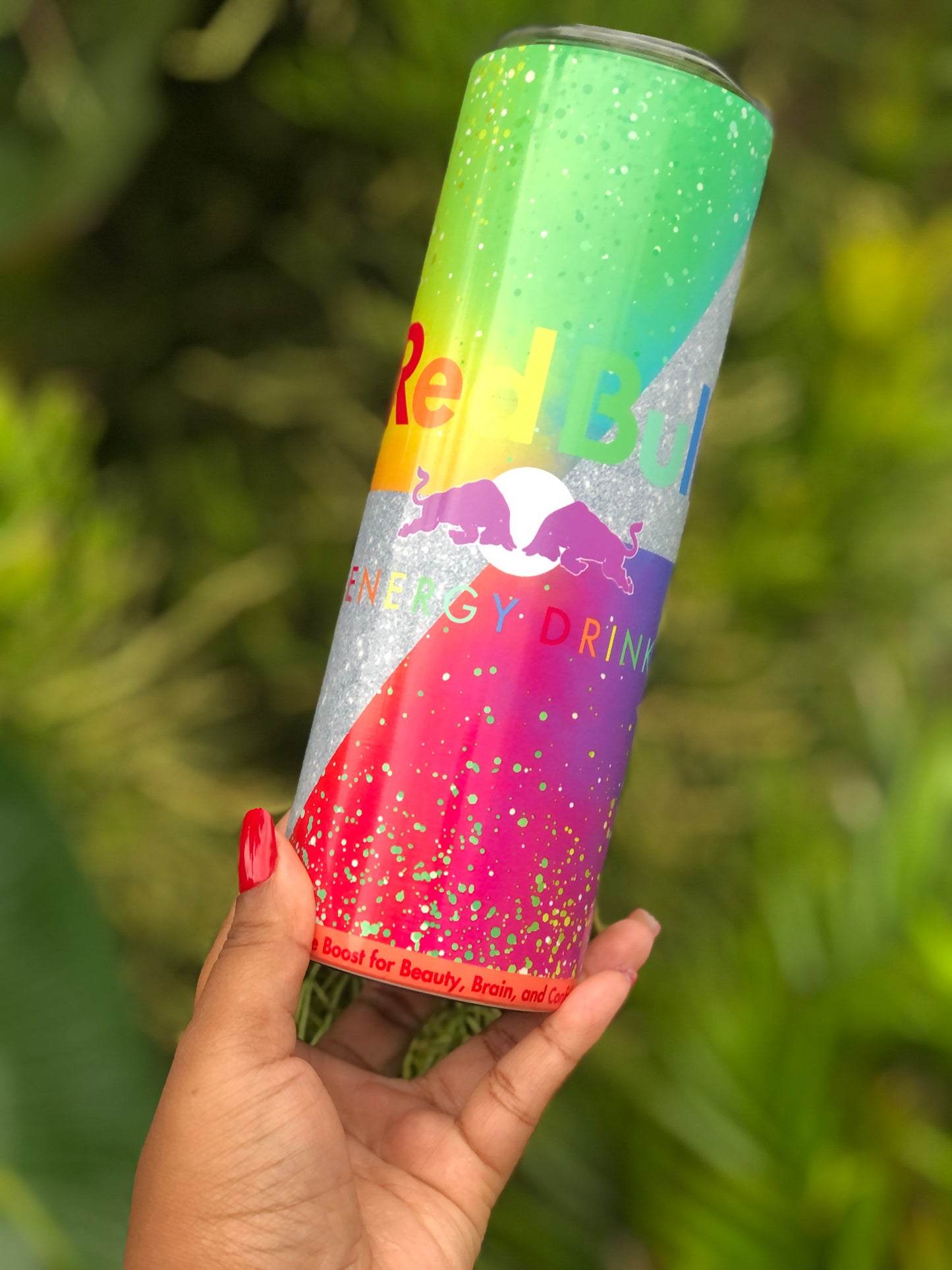 20oz Skinny Tumbler - Rainbow Bull
