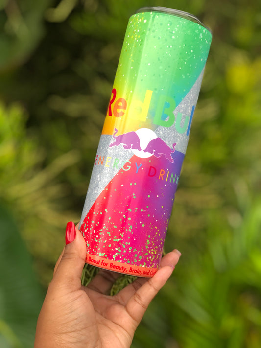 20oz Skinny Tumbler - Rainbow Bull