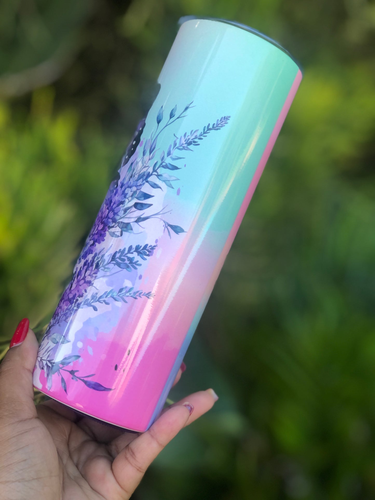 20oz Skinny Tumbler  - Pink & Purple Butterfly