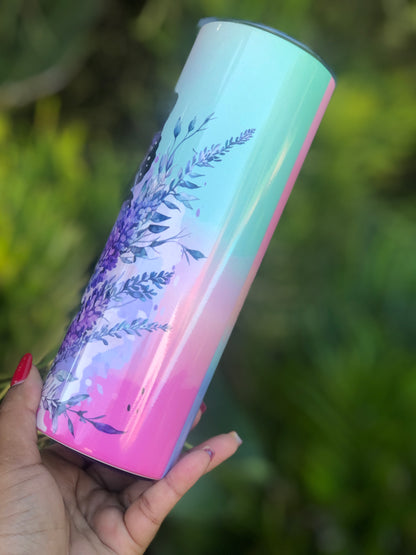 20oz Skinny Tumbler  - Pink & Purple Butterfly