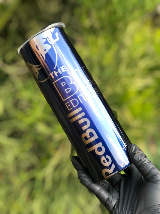 20oz Silver Skinny Tumbler - Bull Blue Edition
