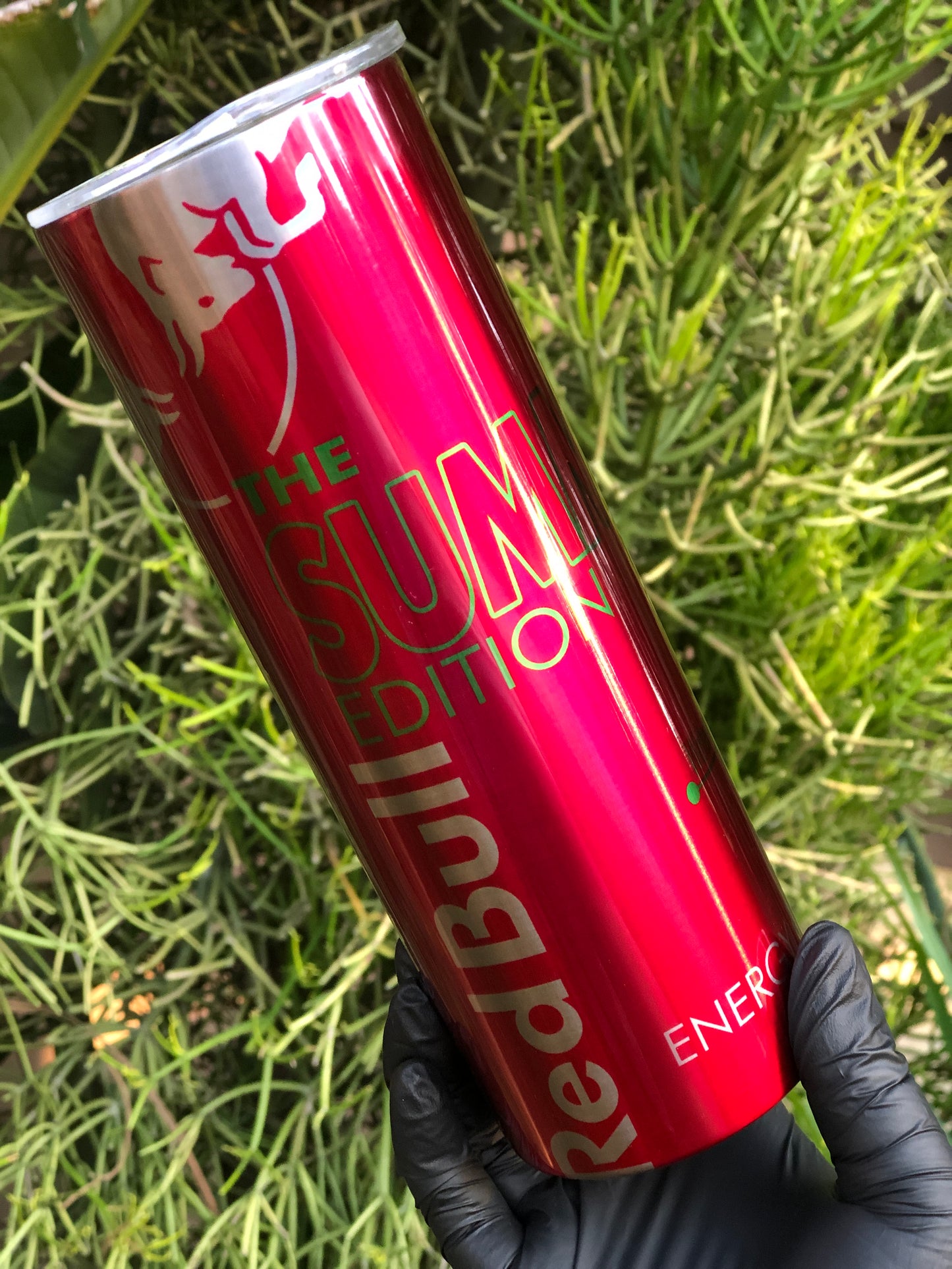 20oz Silver Skinny Tumbler - Bull Watermelon