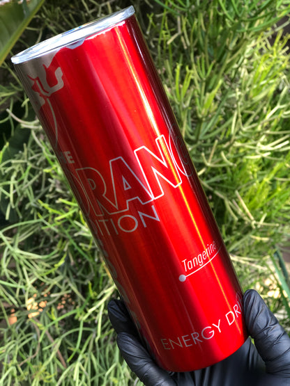 20oz Silver Skinny Tumbler - Bull Orange Edition
