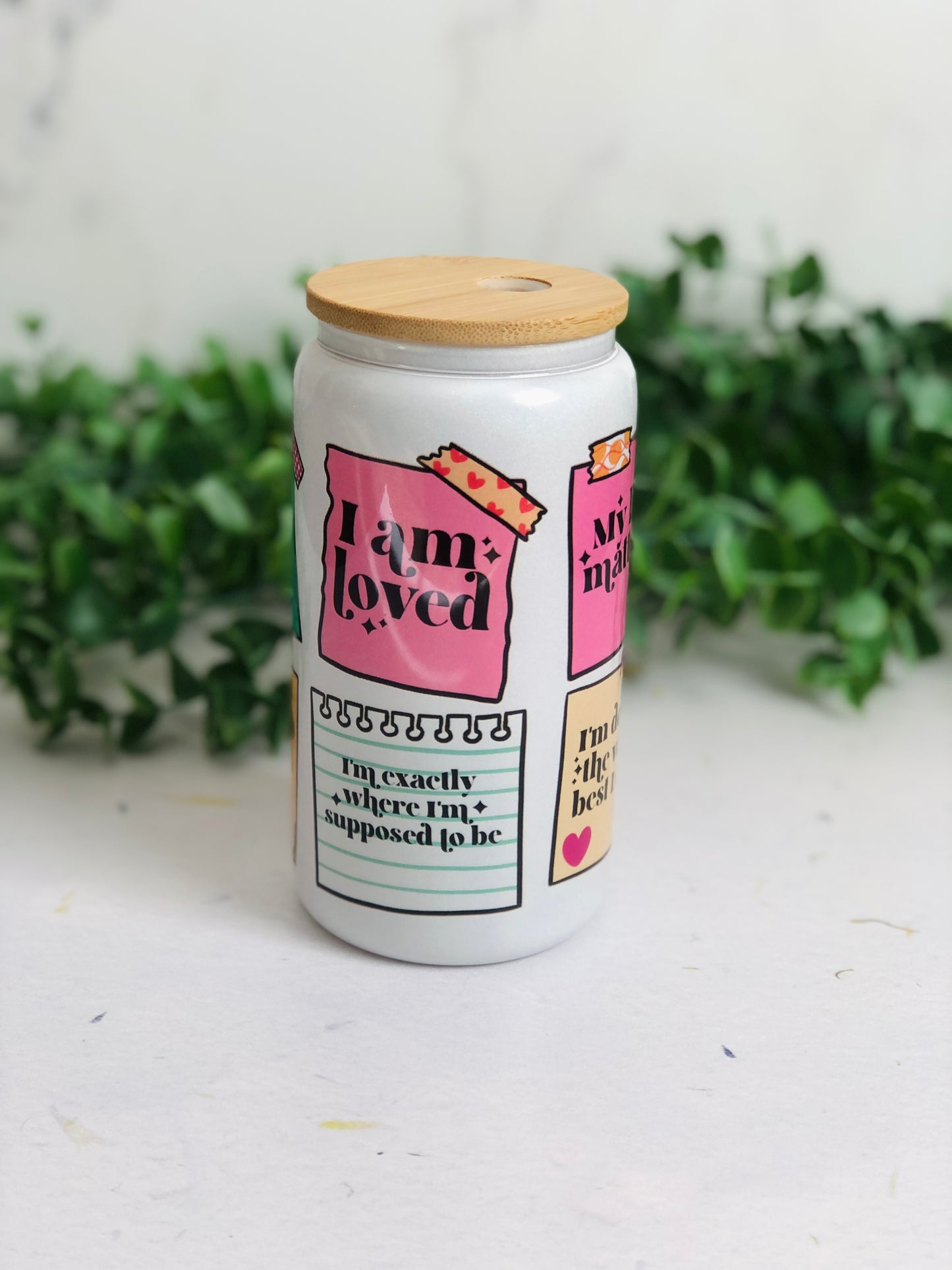 Shimmer Glass Can - Affirmations