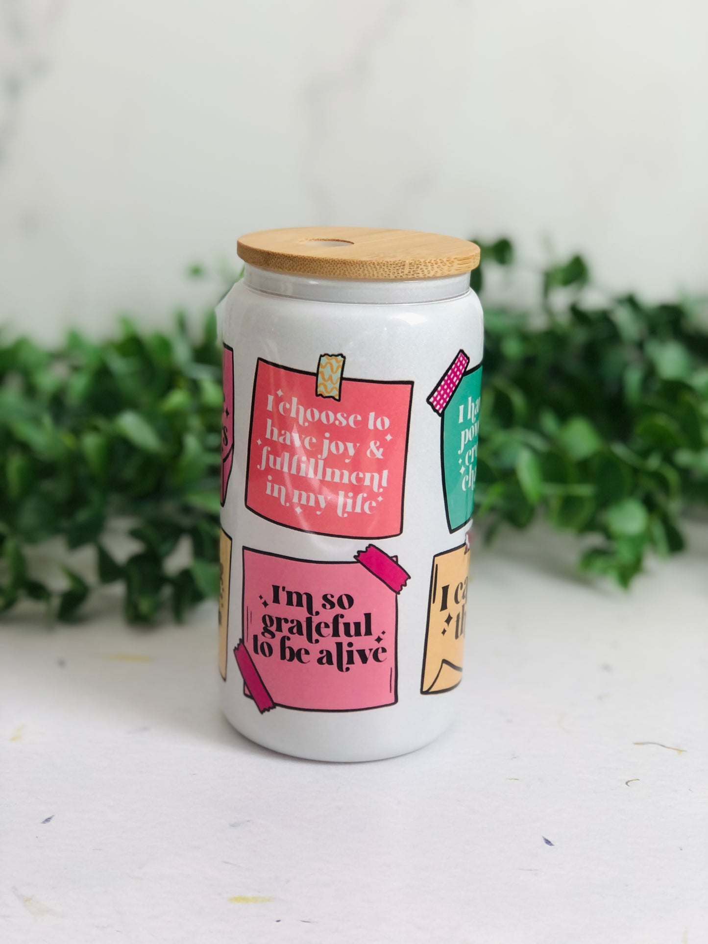 Shimmer Glass Can - Affirmations