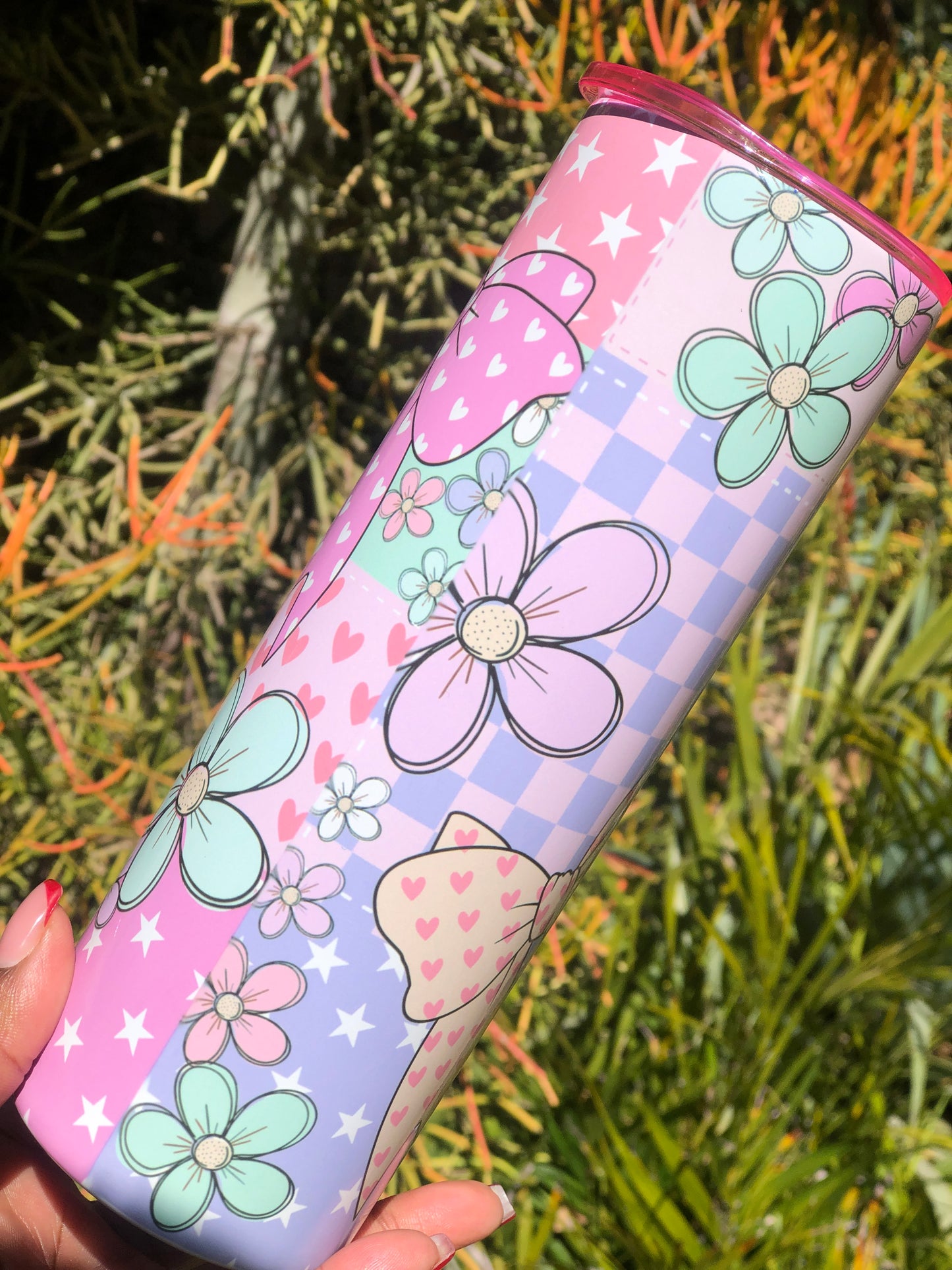 20oz Skinny Tumbler - Colourful Bows