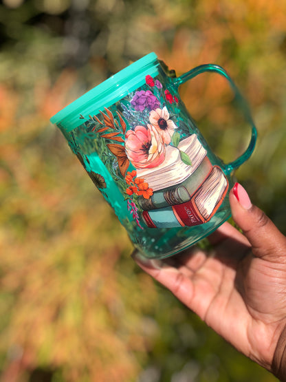 Glass Mug With Lid - Just a Girl that Loves Books