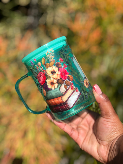 Glass Mug With Lid - Just a Girl that Loves Books