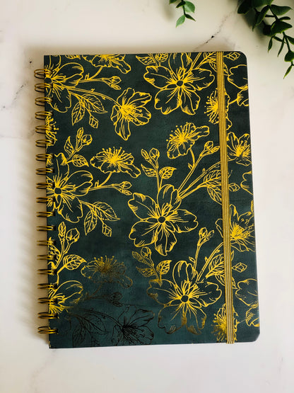 Green Gold Floral Journal/ Notebook