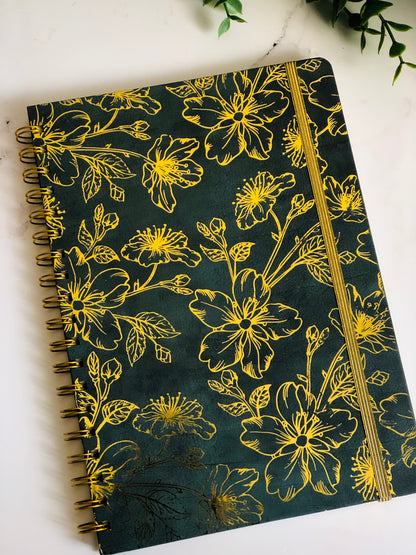 Green Gold Floral Journal/ Notebook