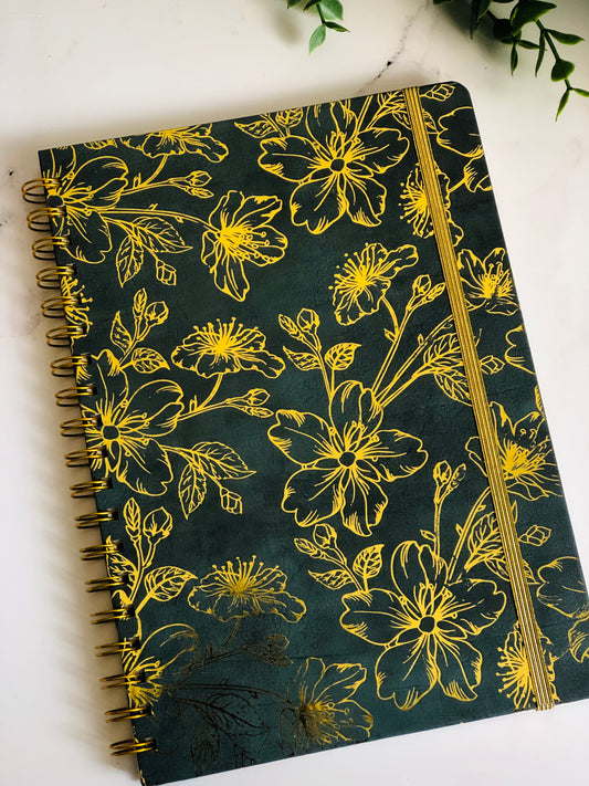 Green Gold Floral Journal/ Notebook