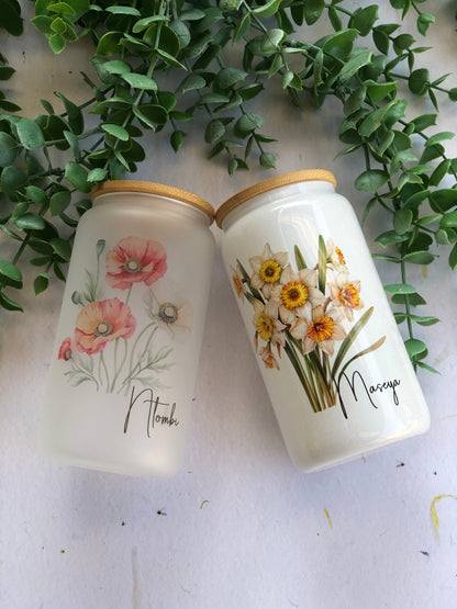 Glass Can - Birth  Month Flower