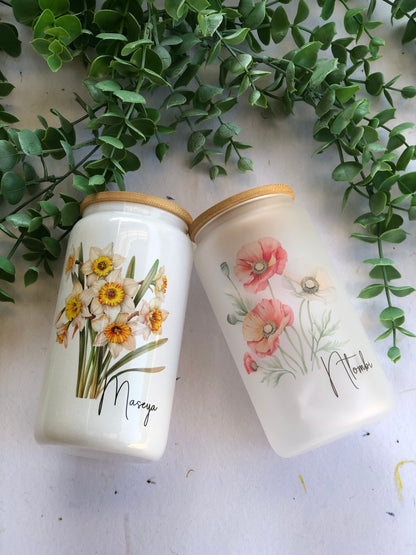Glass Can - Birth  Month Flower