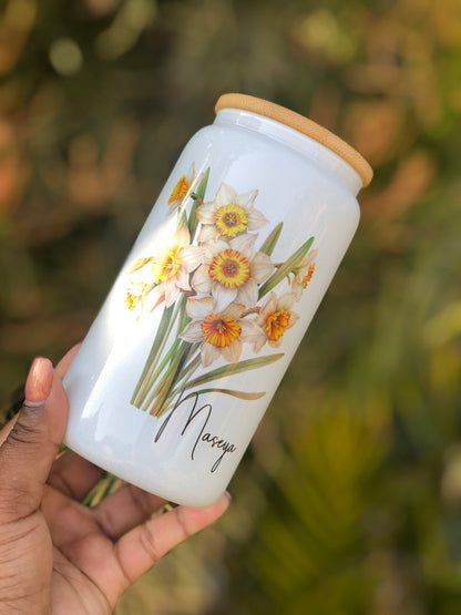 Glass Can - Birth  Month Flower