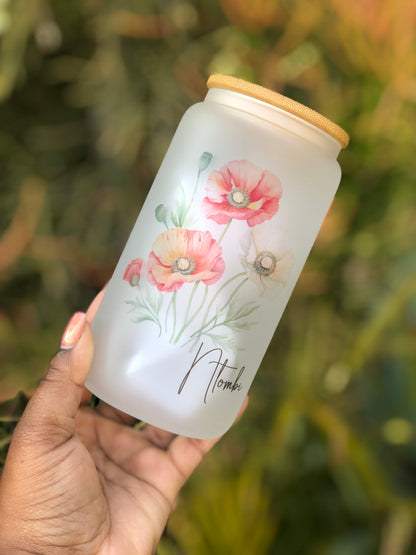 Glass Can - Birth  Month Flower