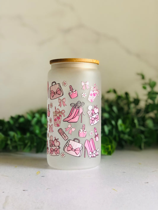 Frosted Glass Can - Coquette Girlie