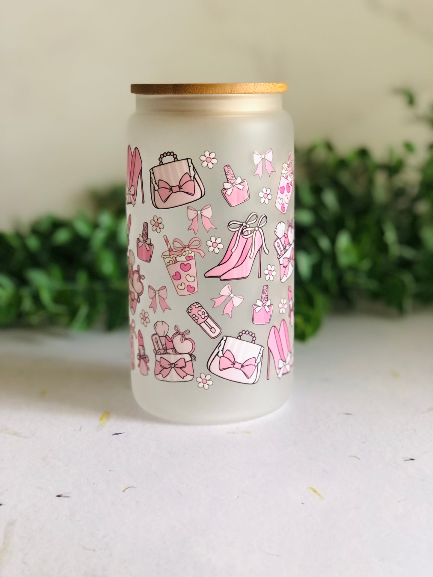 Frosted Glass Can - Coquette Girlie