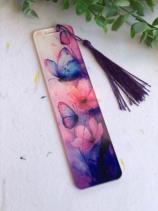 Sub-Acrylic Bookmark - Purple Butterflies & Florals