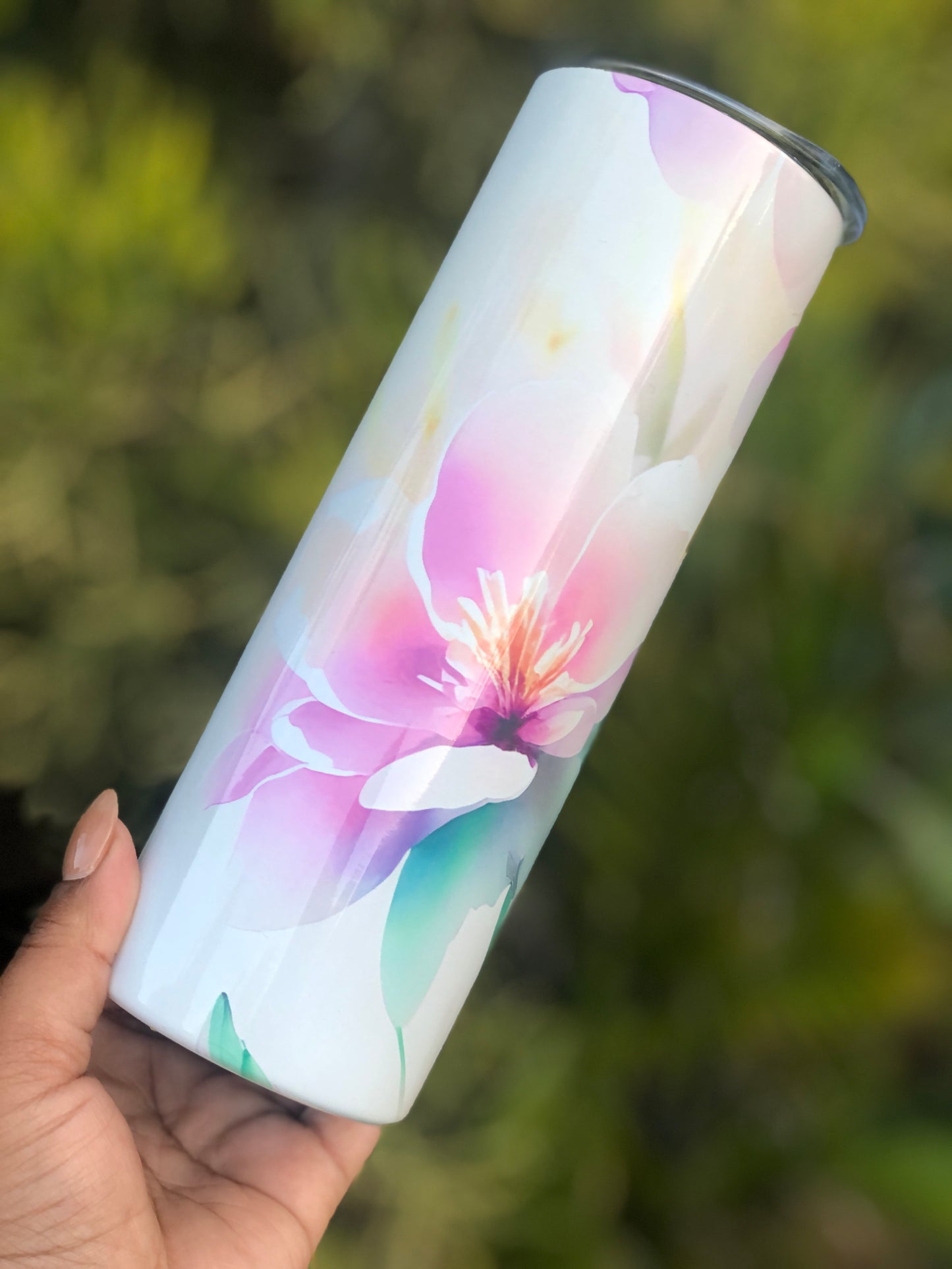 20oz Skinny Tumbler - Pastel Flowers