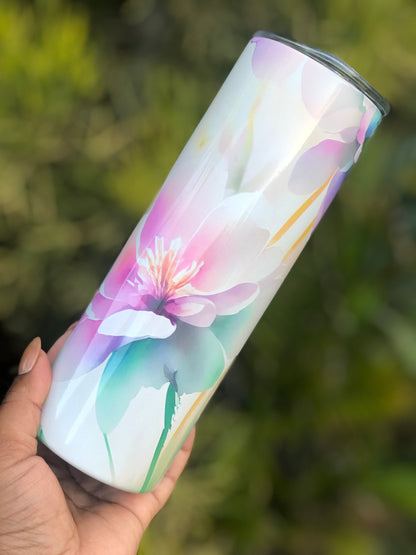 20oz Skinny Tumbler - Pastel Flowers