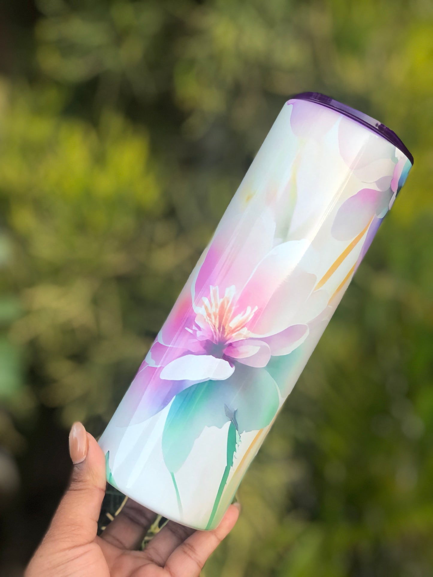 20oz Skinny Tumbler - Pastel Flowers