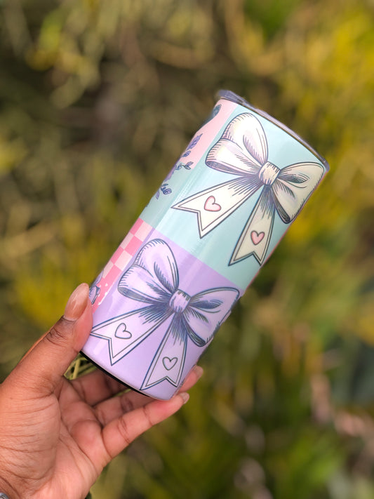 15oz Skinny Tumbler - Bows & Florals