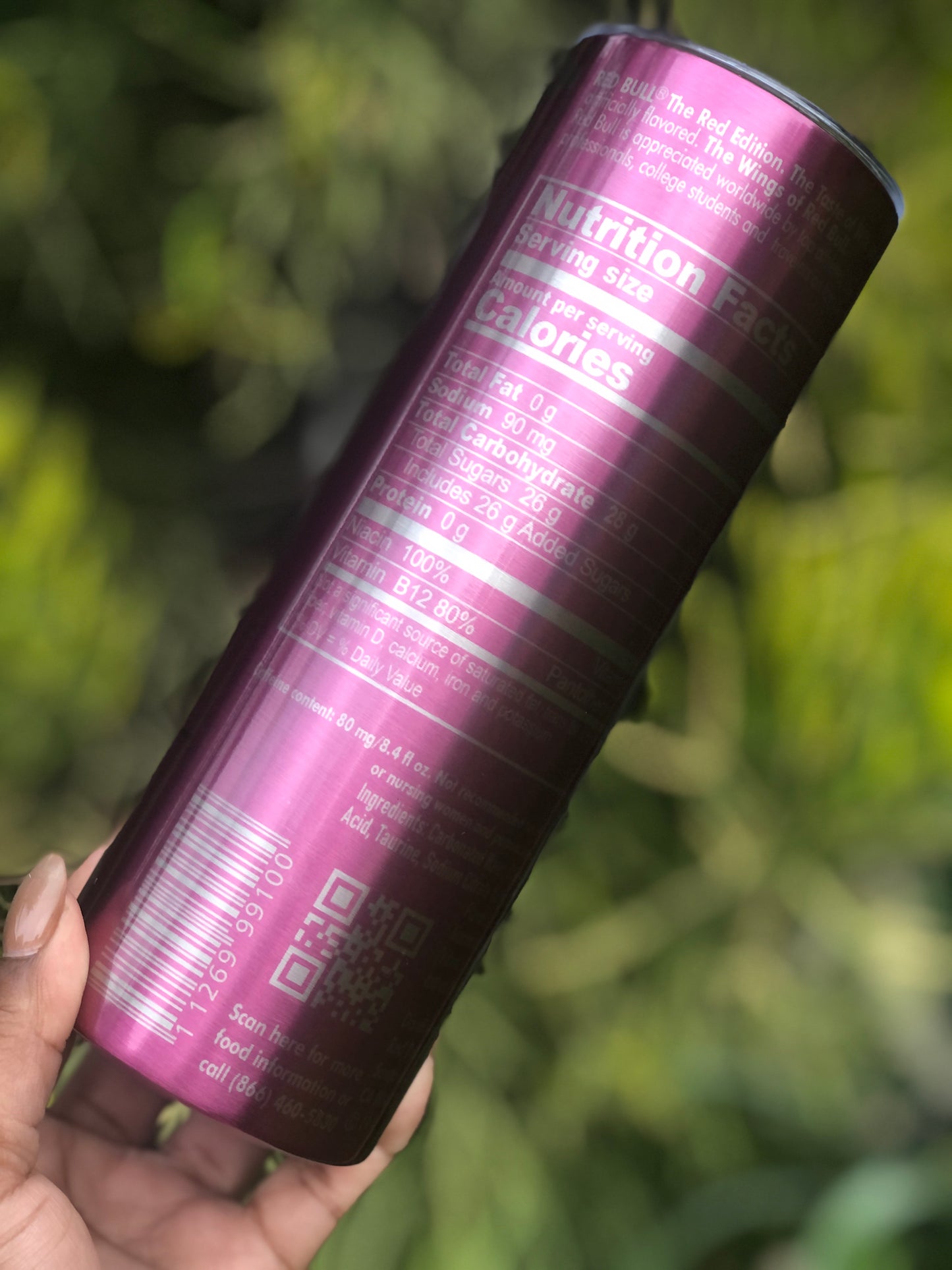 20oz Silver Skinny Tumbler - Red Bull Pink Edition