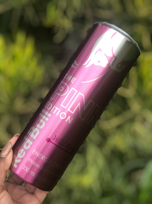 20oz Silver Skinny Tumbler - Red Bull Pink Edition
