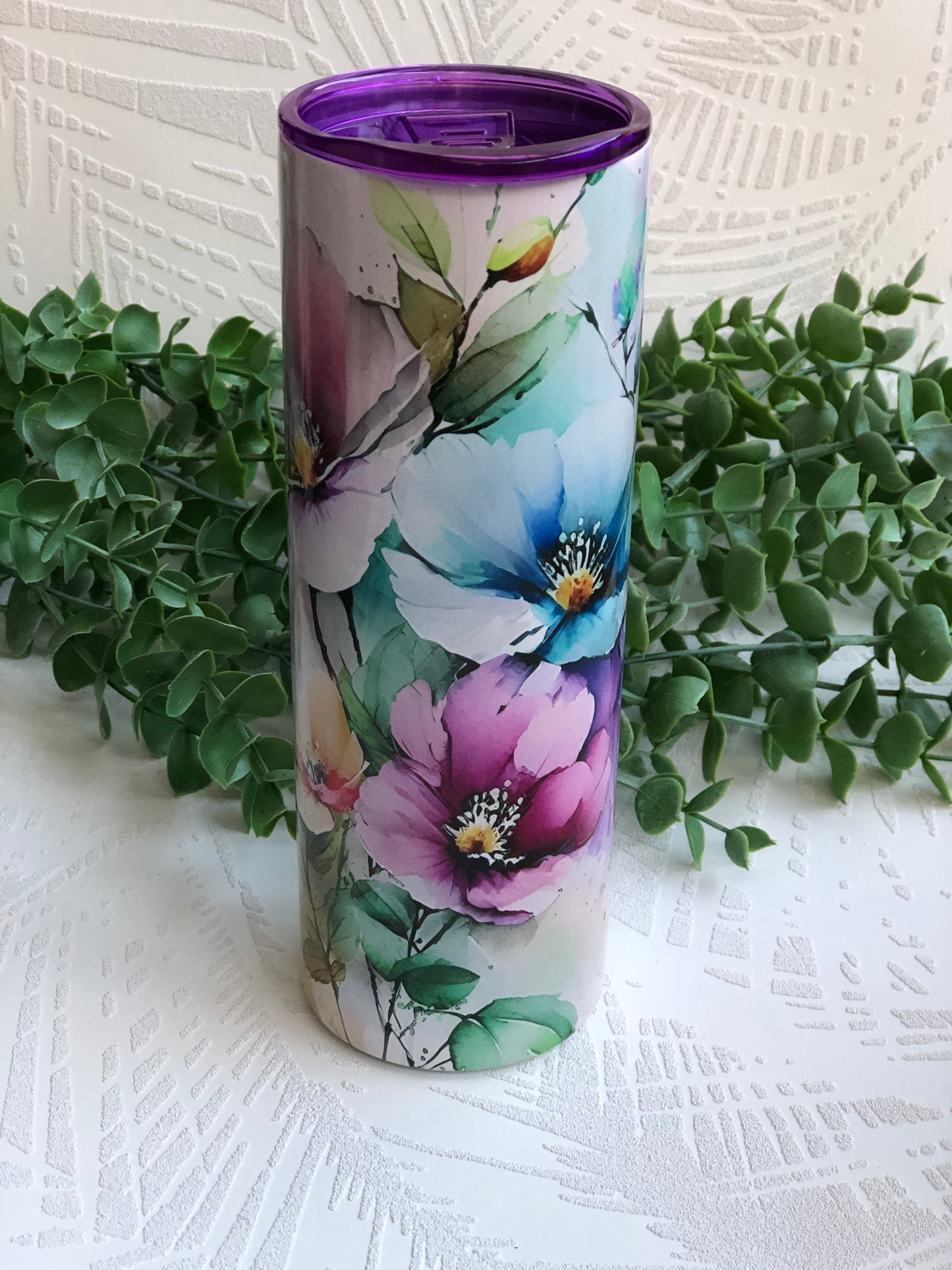 20oz Skinny Tumbler - Vibrant Flowers
