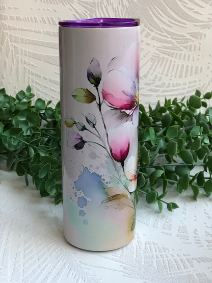 20oz Skinny Tumbler - Vibrant Flowers