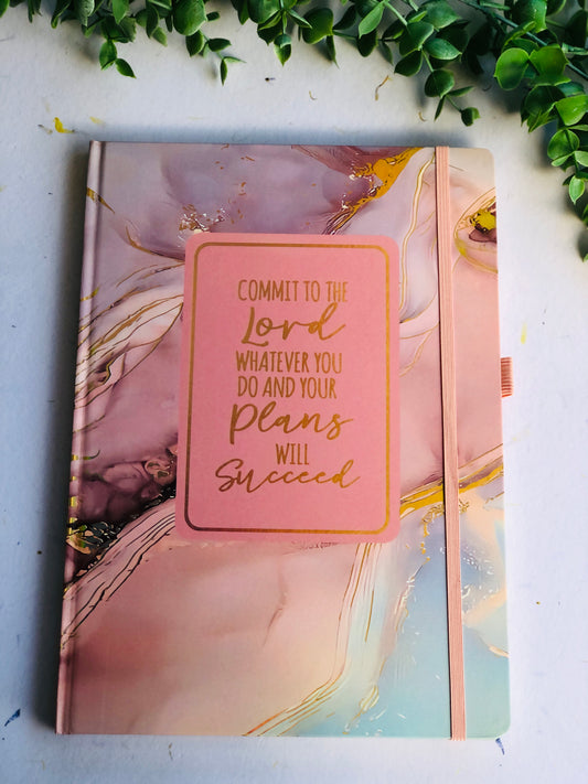 A4 Hard Cover Lined Notebook - Commit to the Lord Whatever You Do