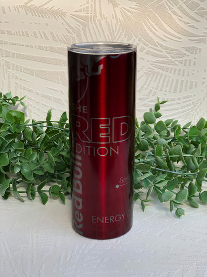 20oz SIlver Skinny Tumbler - Bull Red Edition