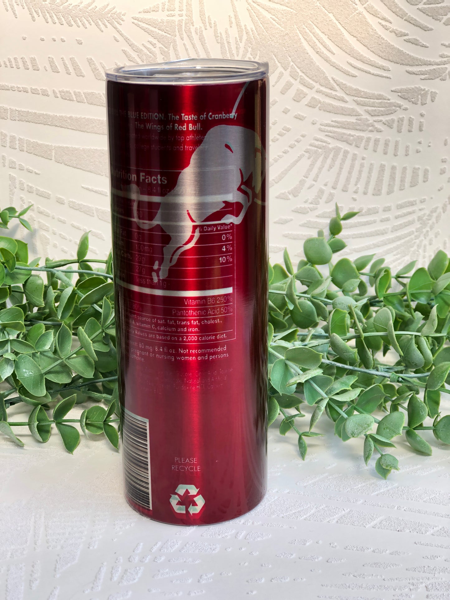 20oz SIlver Skinny Tumbler - Bull Red Edition