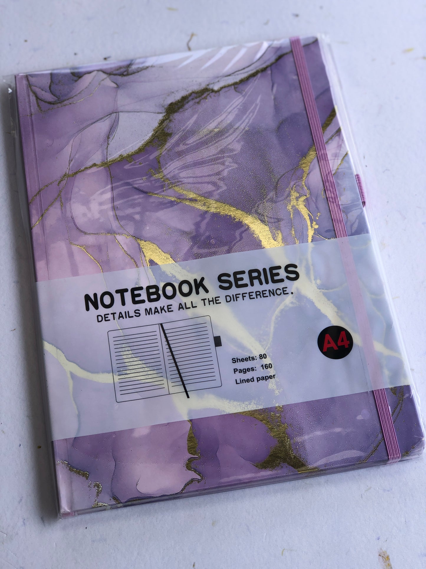 A4 Hard Cover Lined Gold Trim Notebook