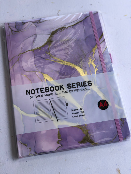 A4 Hard Cover Lined Gold Trim Notebook