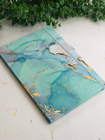 A4 Hard Cover Lined Gold Trim Notebook