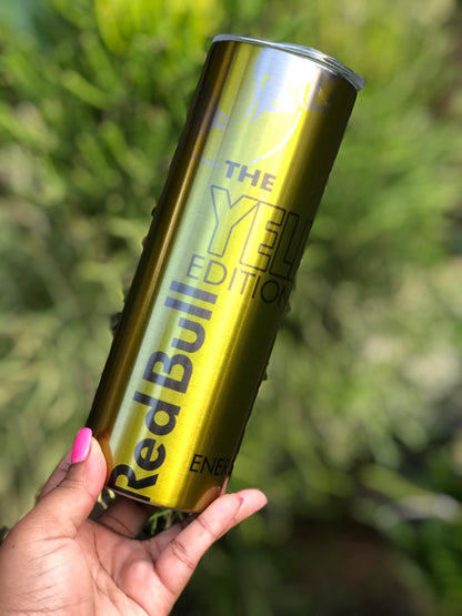 20oz Silver Skinny Tumbler - Bull Yellow Edition
