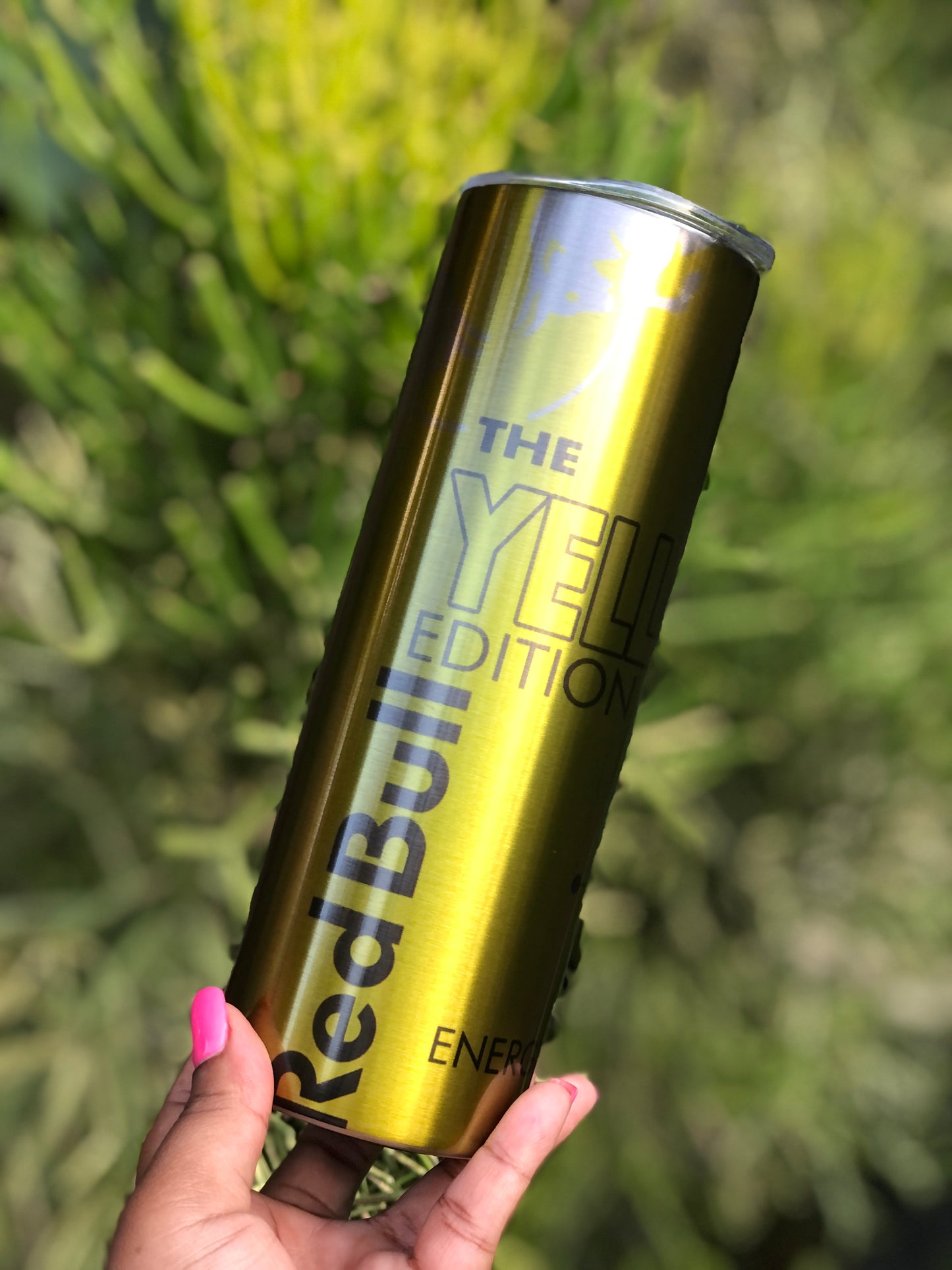 20oz Silver Skinny Tumbler - Bull Yellow Edition