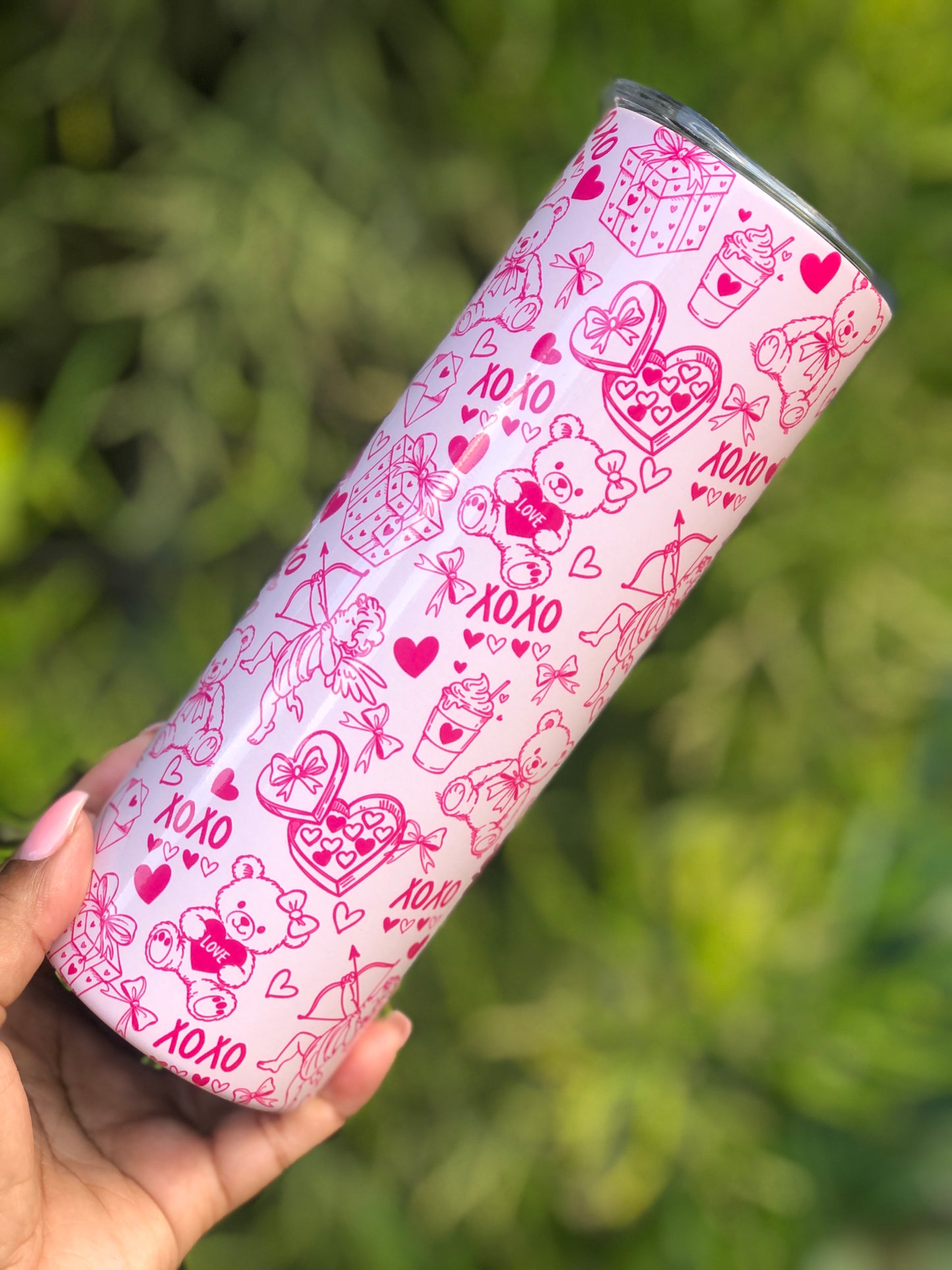 20oz Skinny Tumbler - Pink Xoxo