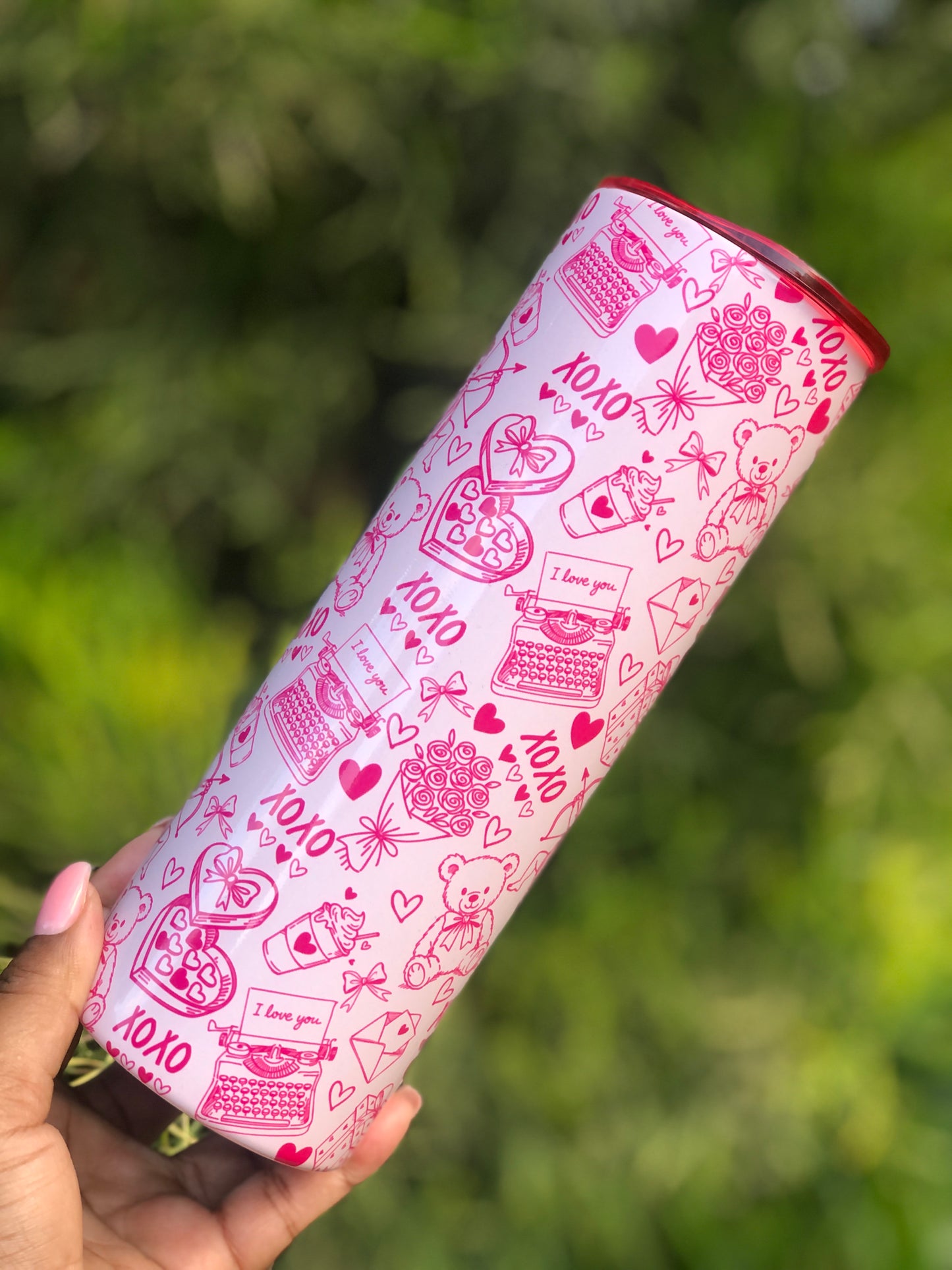 20oz Skinny Tumbler - Pink Xoxo