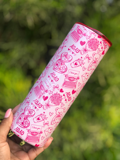 20oz Skinny Tumbler - Pink Xoxo