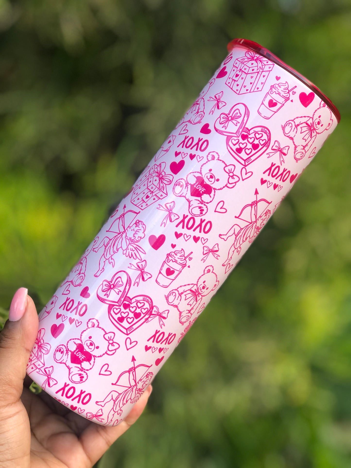 20oz Skinny Tumbler - Pink Xoxo