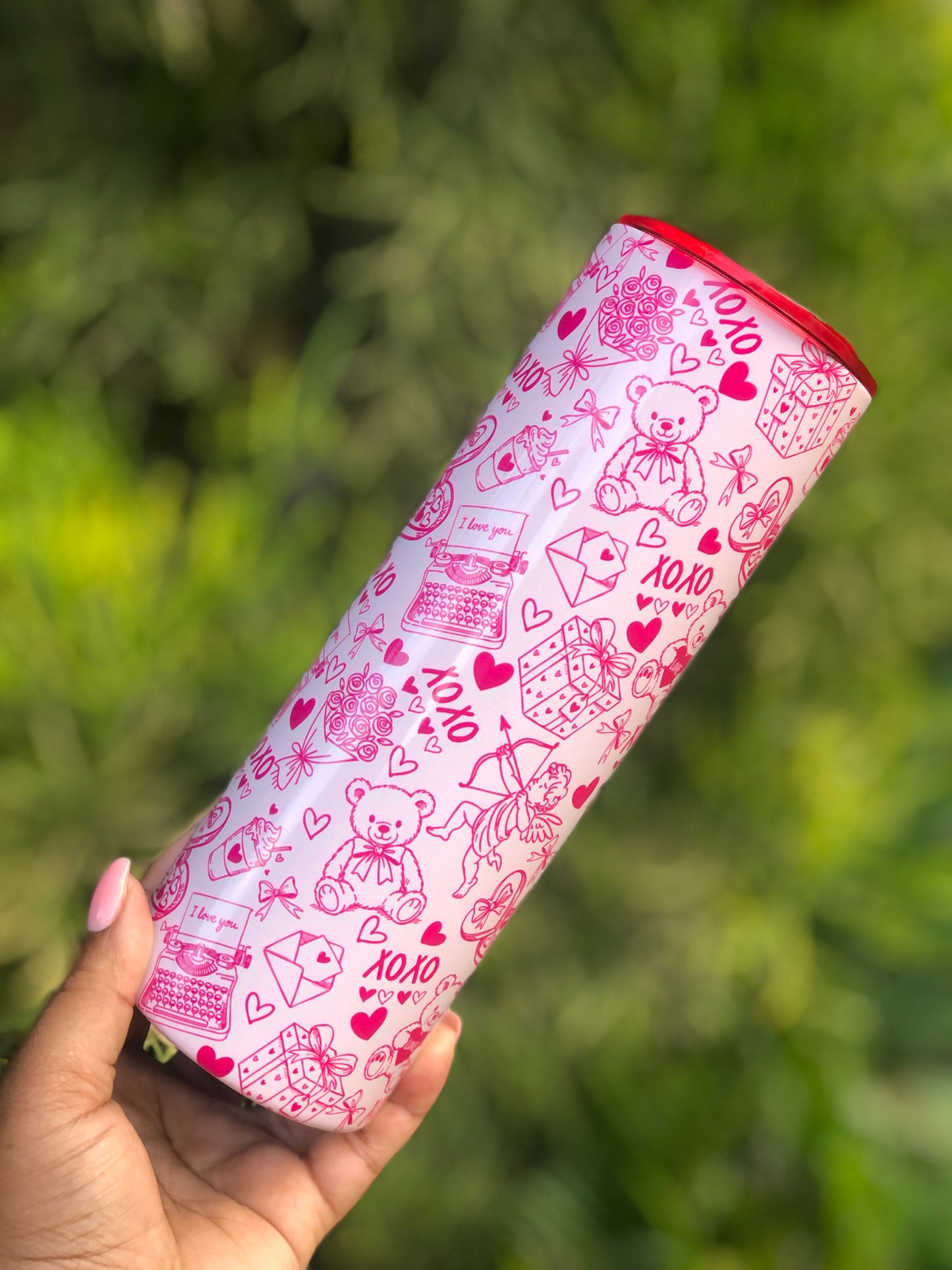 20oz Skinny Tumbler - Pink Xoxo