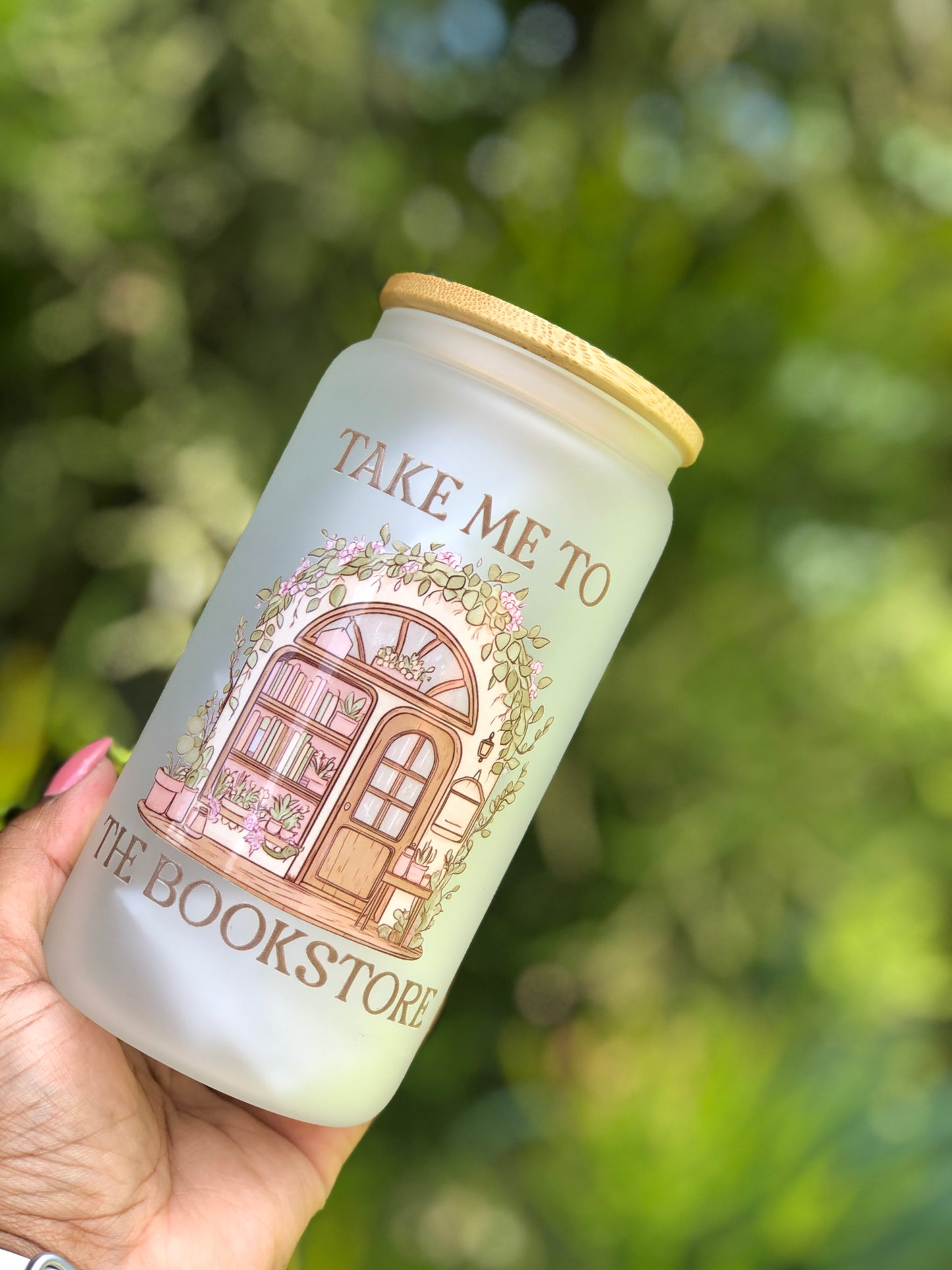 Frosted Glass Can - Take Me To The Bookstore