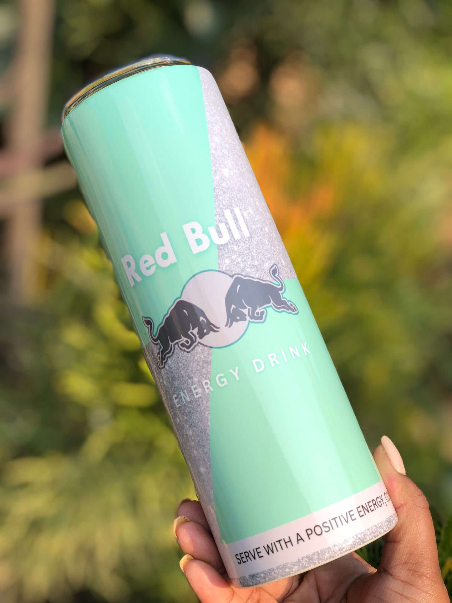 20oz Skinny Tumbler - Bull Mint Glitter