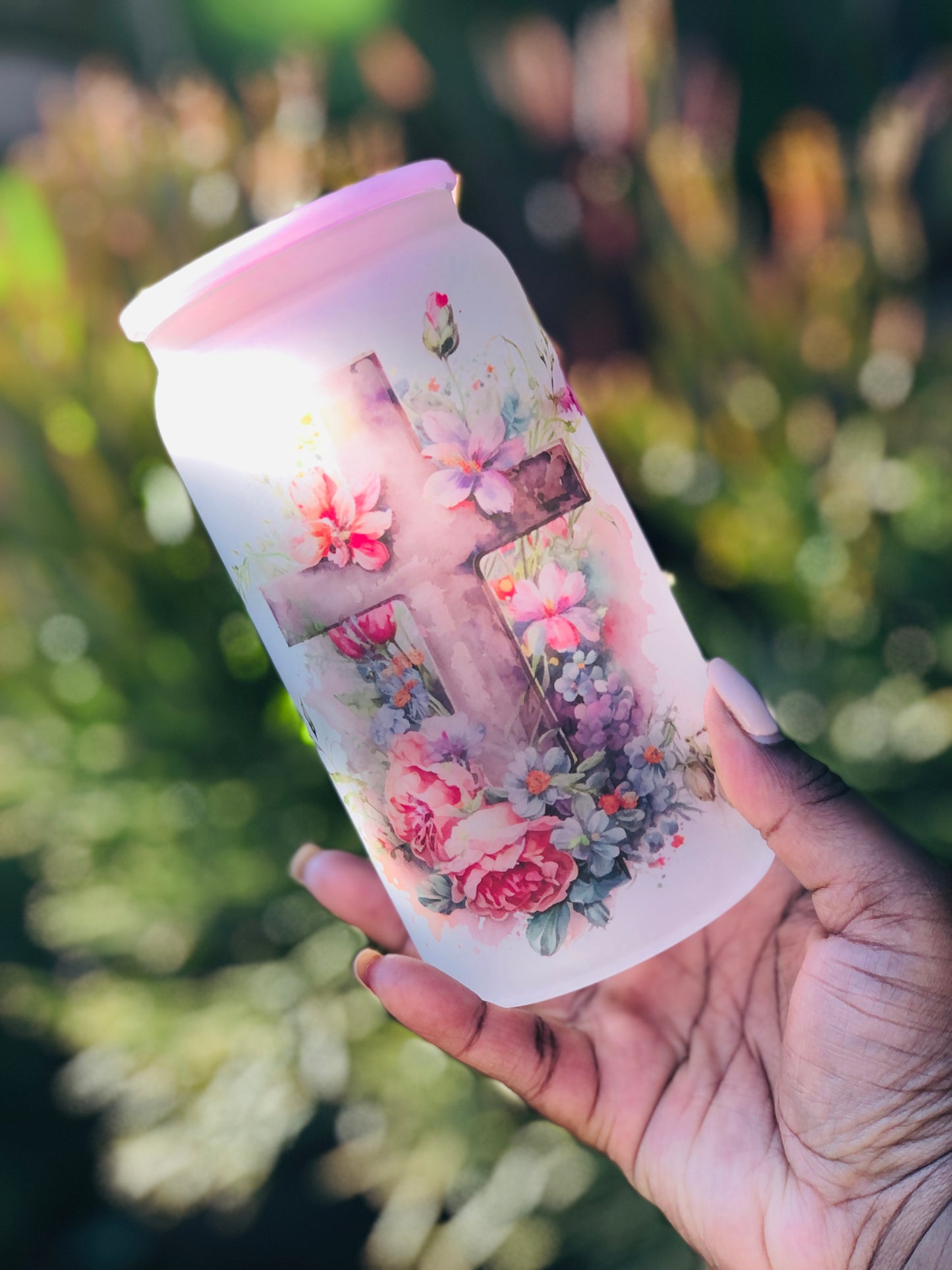 Frosted Glass Can - Faith Over Everything