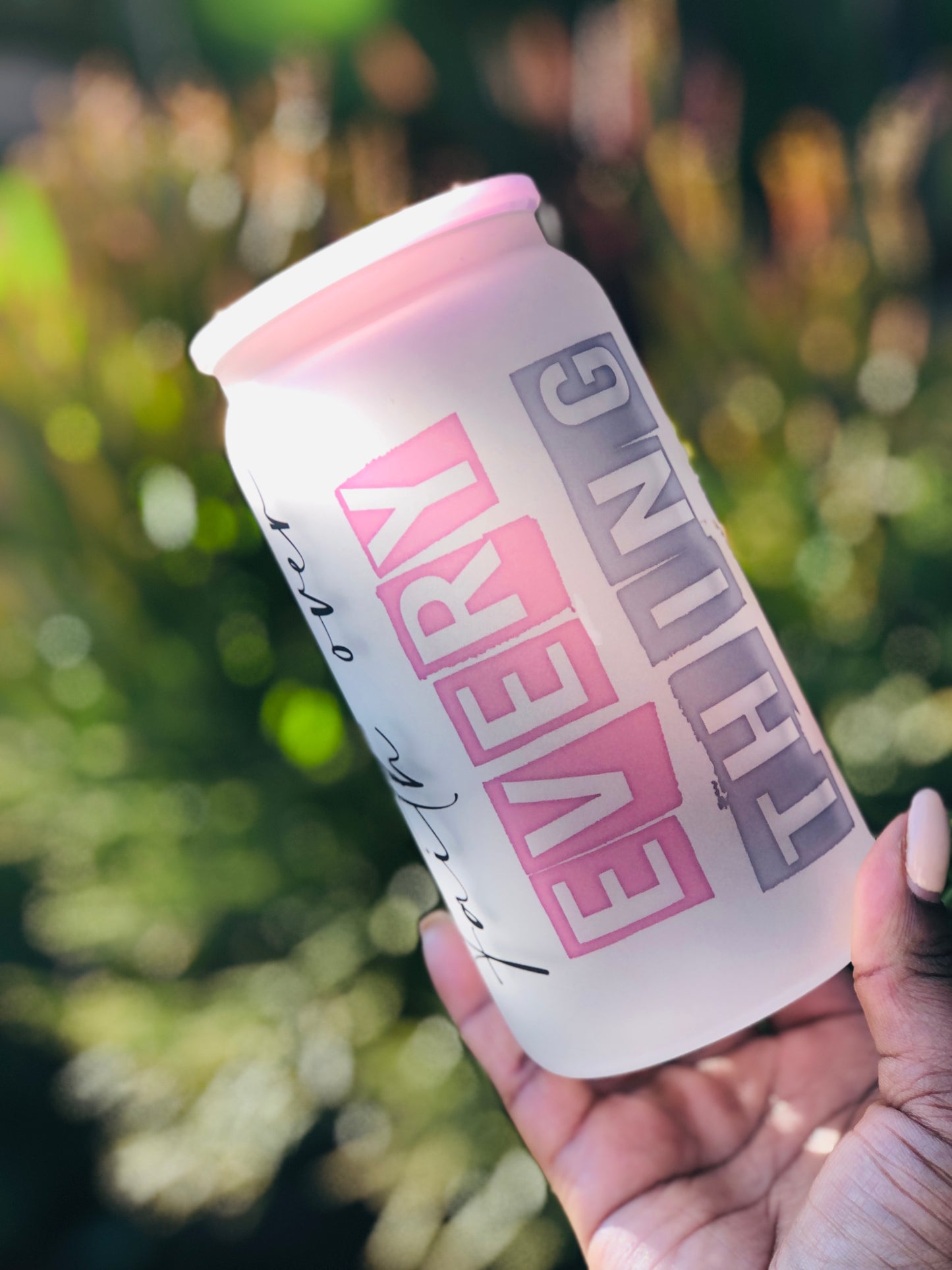 Frosted Glass Can - Faith Over Everything