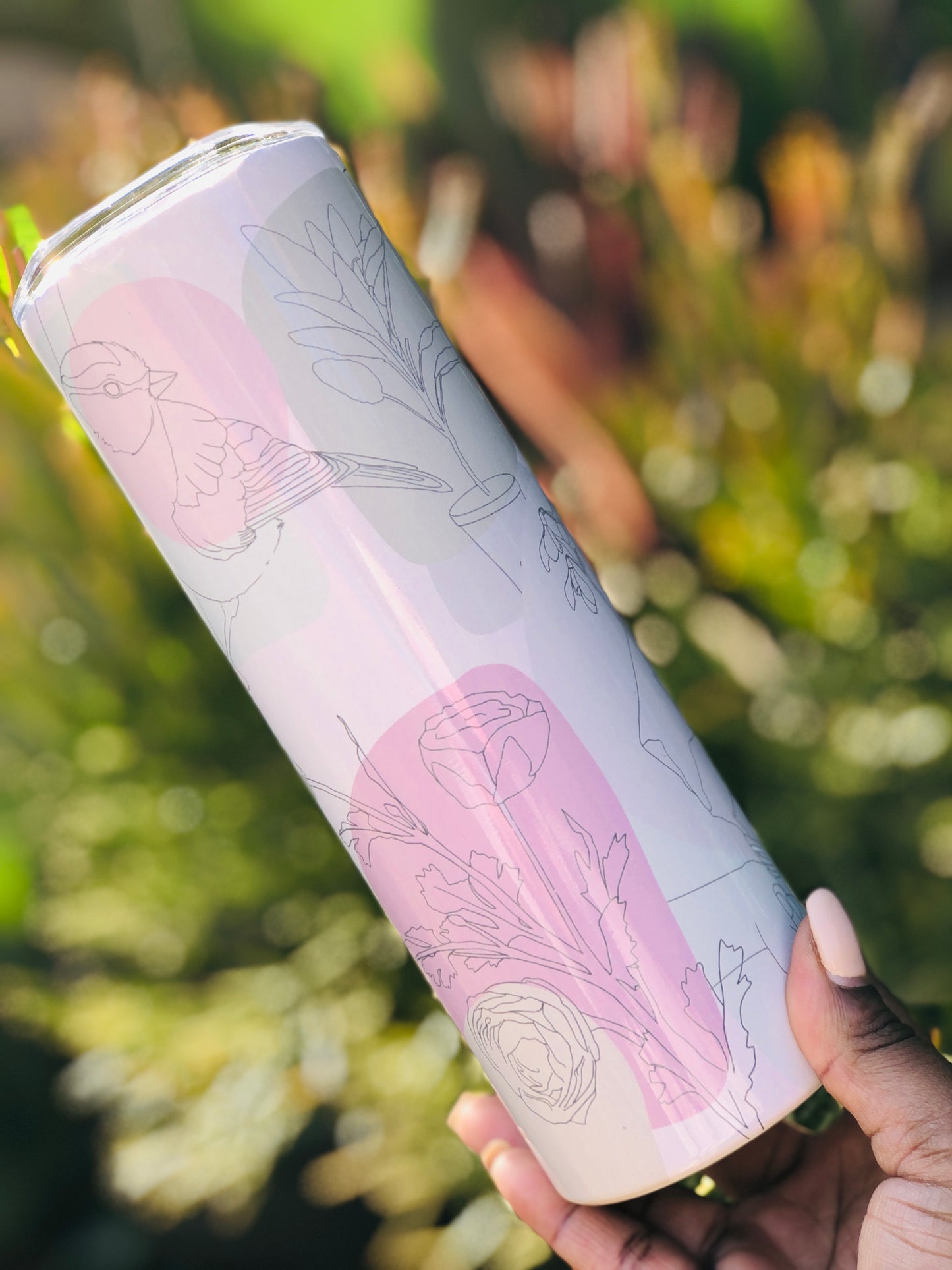 20oz Skinny Tumbler - Nature Line Art